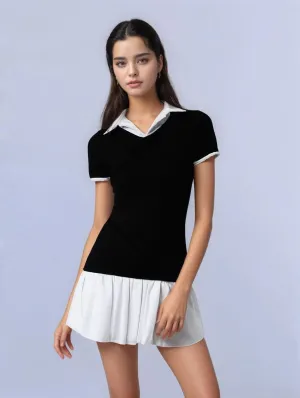 Black Polo Skater Dress