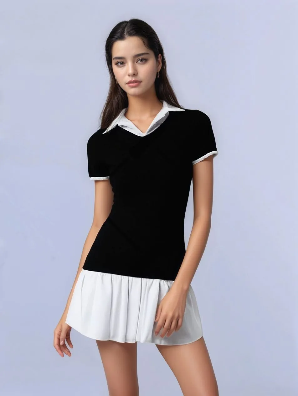 Black Polo Skater Dress