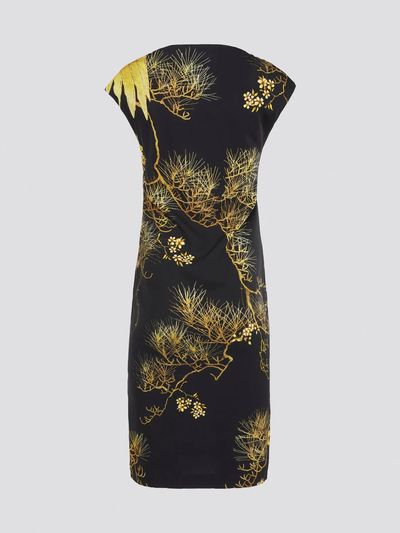 Black Printed Cap Sleeve Dress