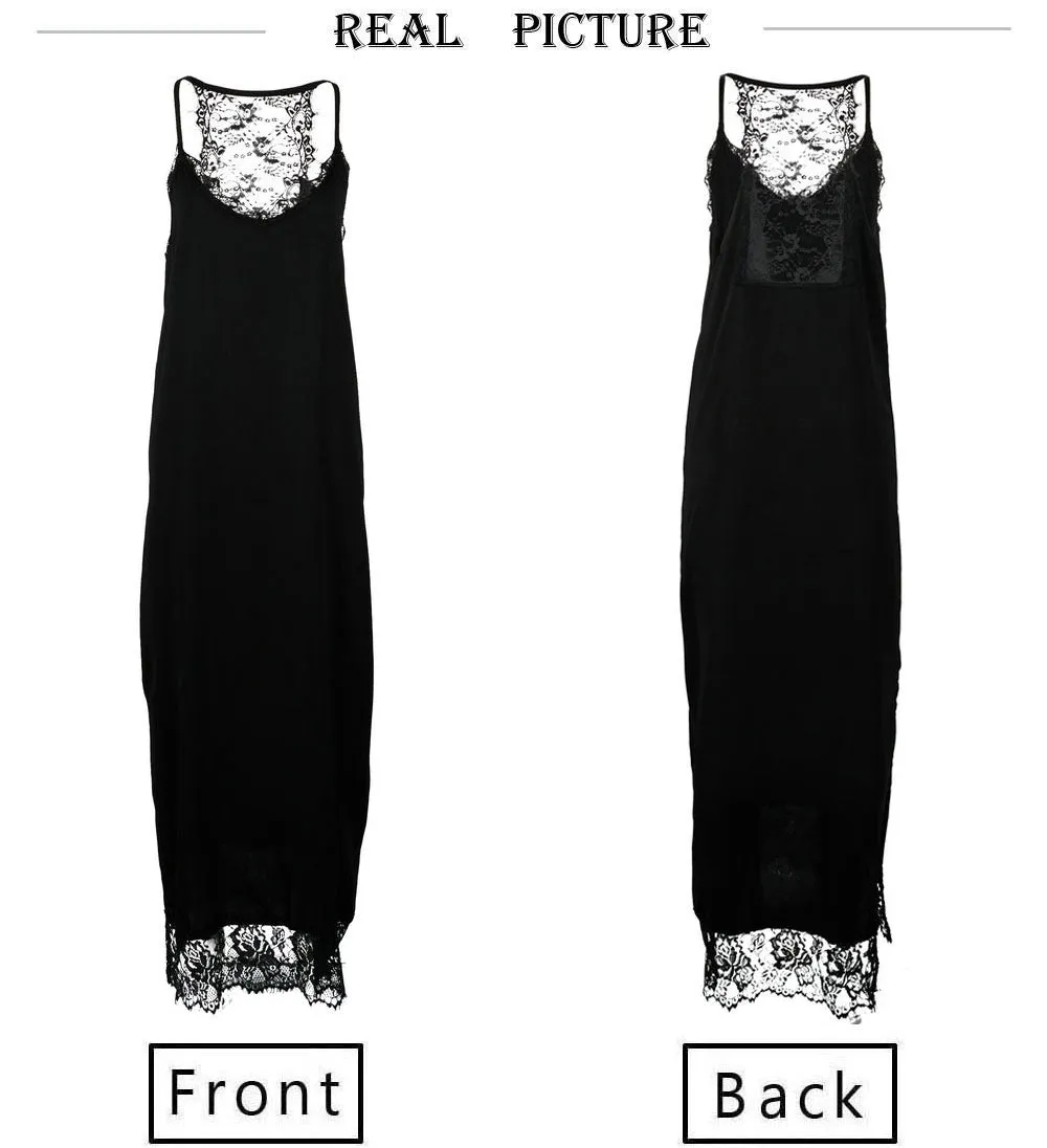 Black Sexy Lace Loose Vacation Summer Maxi Dresses