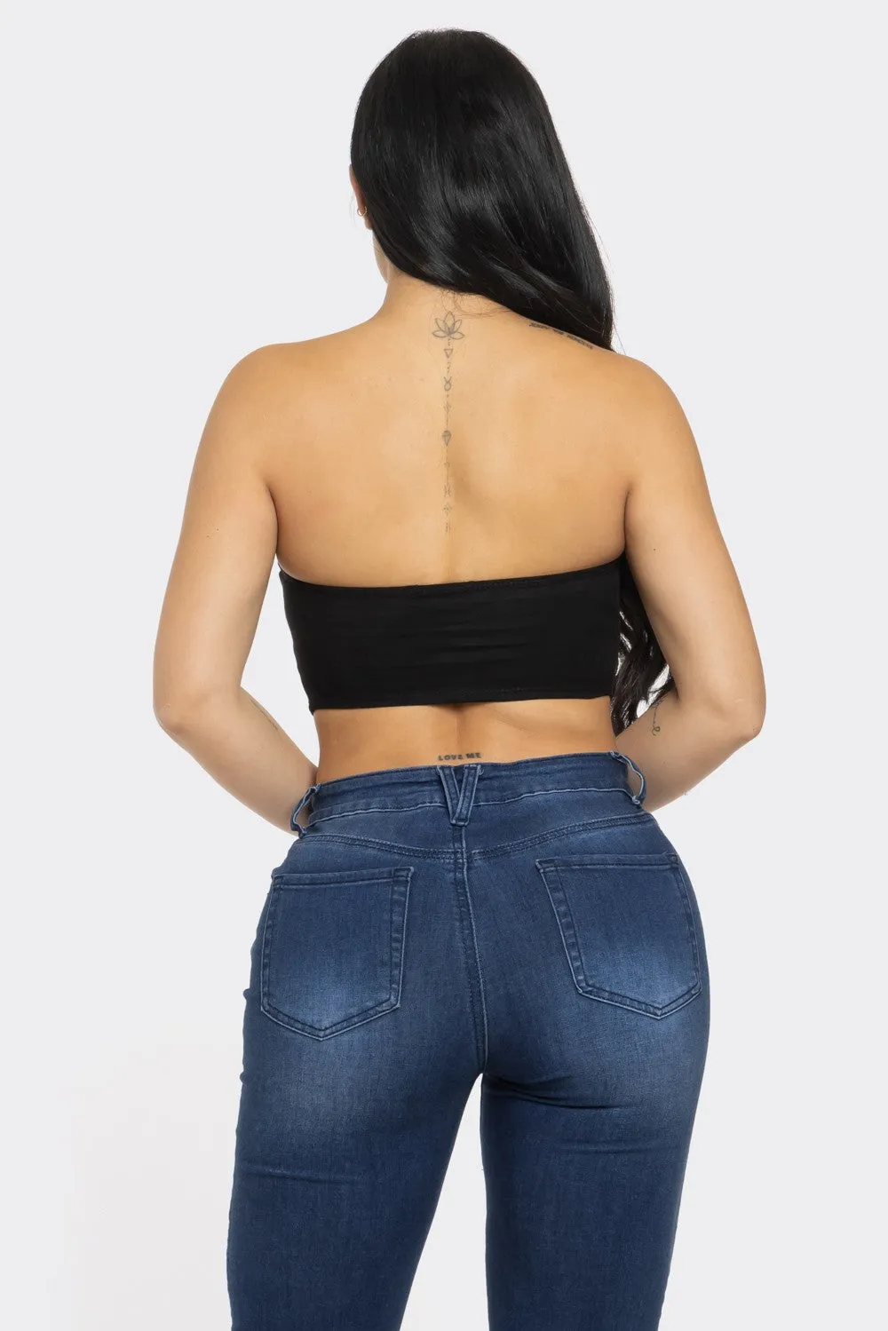 Black Suede Tube Crop Top 11/17/24 9219