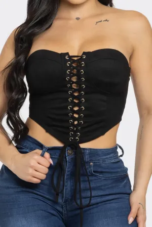 Black Suede Tube Crop Top 11/17/24 9219