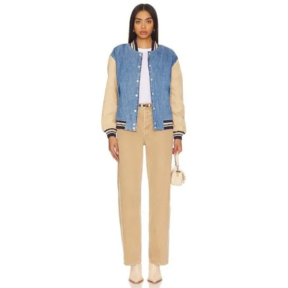 BlankNYC Varsity Jacket in Crash Course Womens Denim Jean Boyfriend