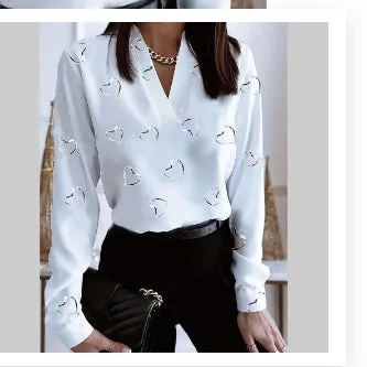 Blouse - V-neck & Loose-fitting Design