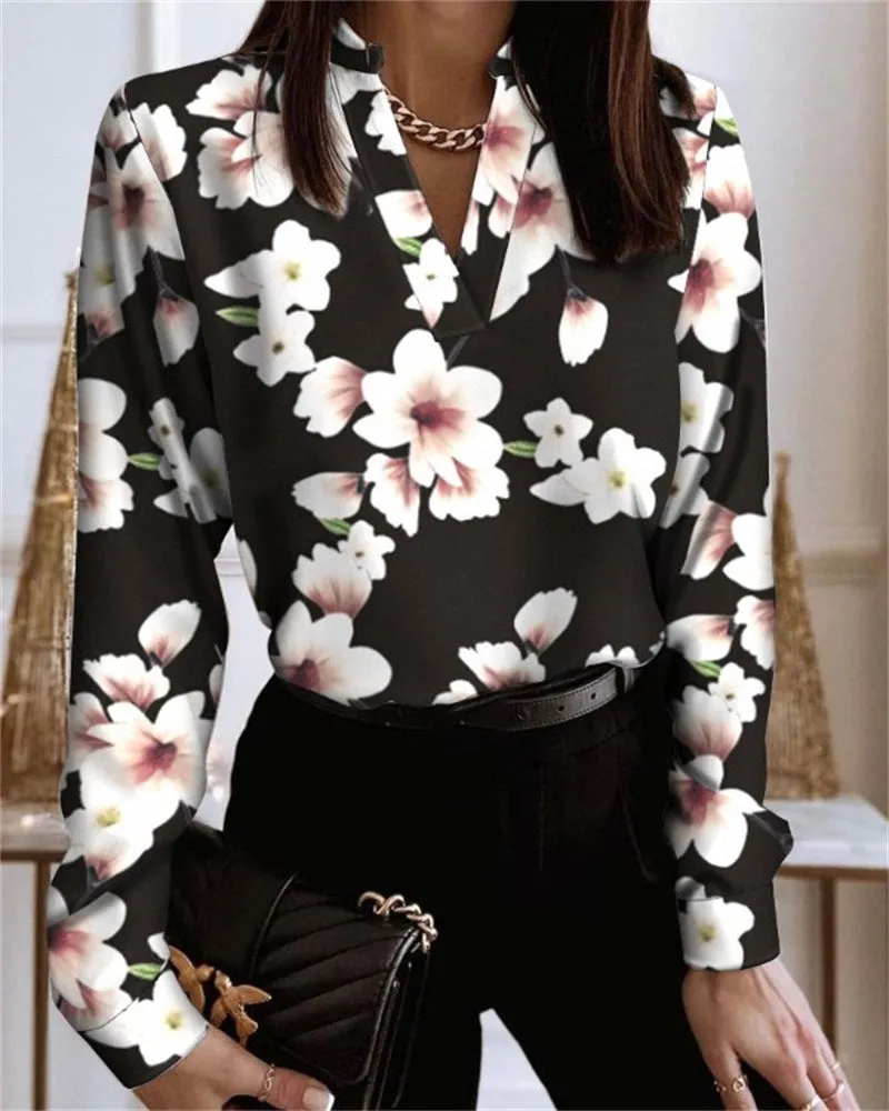 Blouse - V-neck & Loose-fitting Design