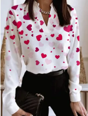 Blouse - V-neck & Loose-fitting Design