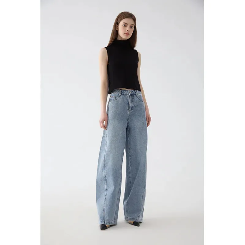 Blue Full Length A-version Denim Pant