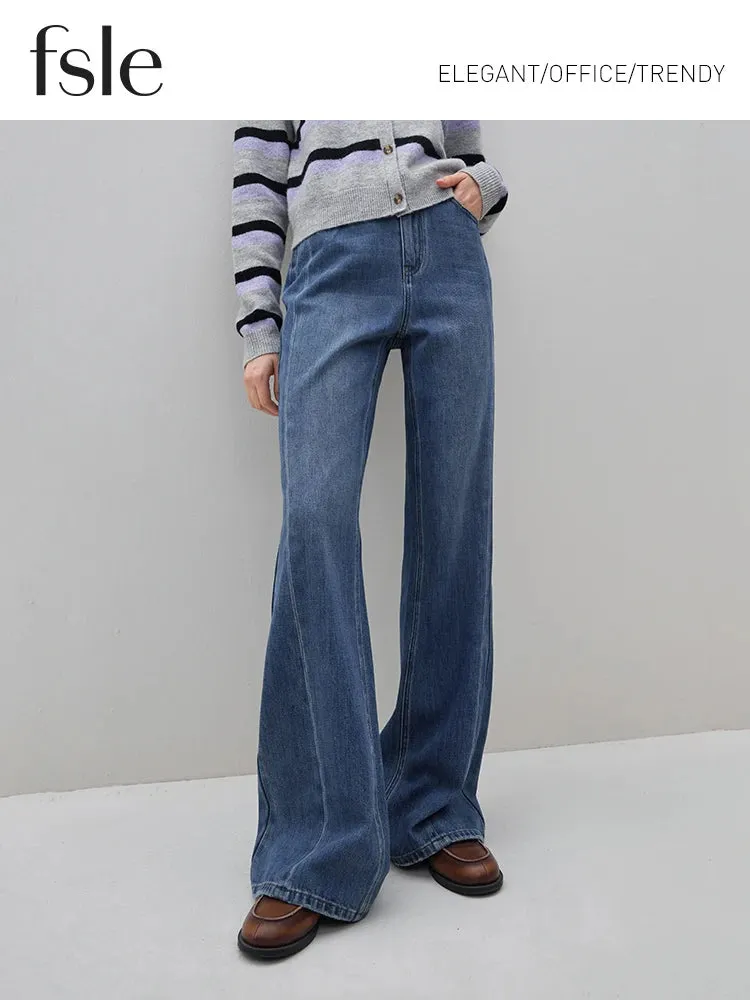 Blue High-Waisted  Wide-Leg Jeans