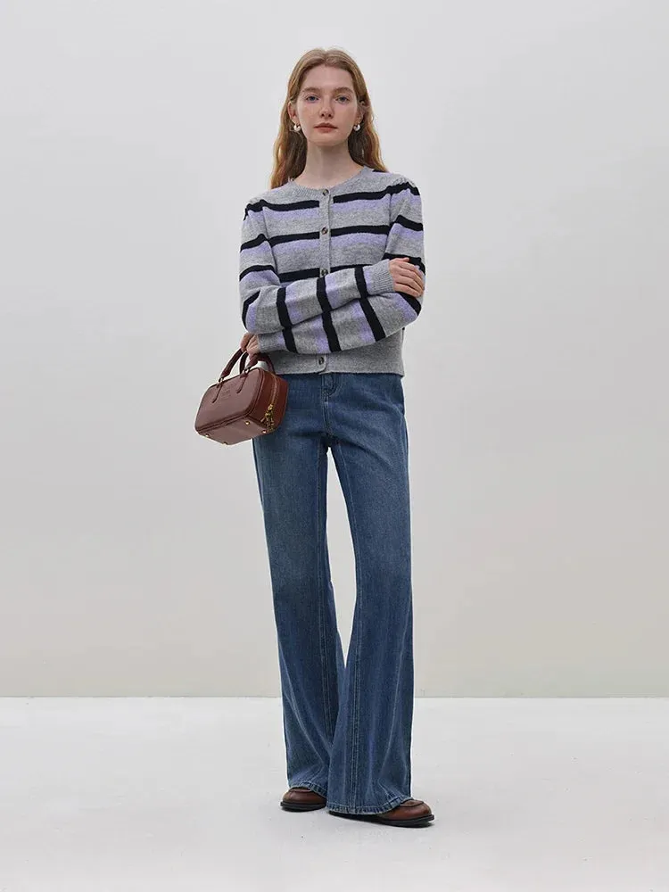 Blue High-Waisted  Wide-Leg Jeans