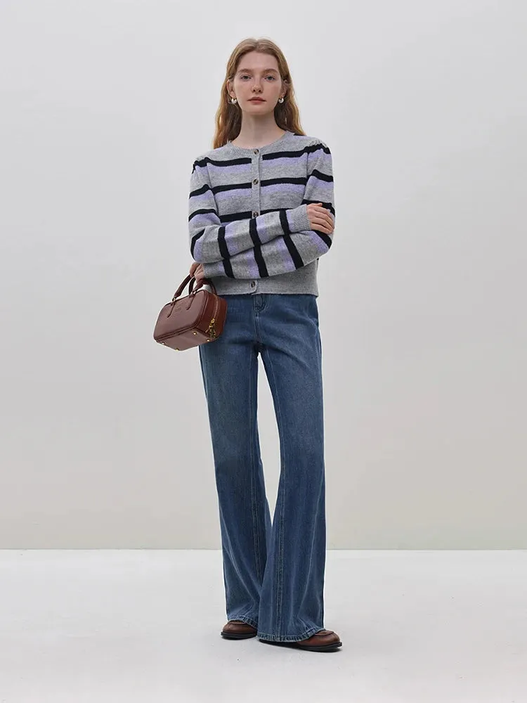 Blue High-Waisted  Wide-Leg Jeans