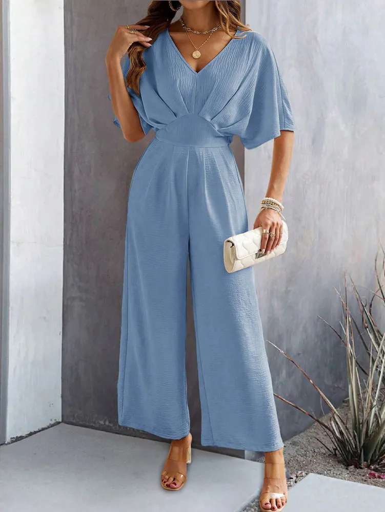Blue Jumpsuit With Kimono Sleeve