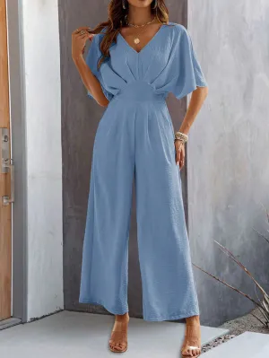 Blue Jumpsuit With Kimono Sleeve