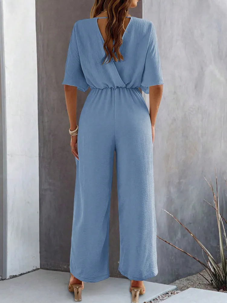 Blue Jumpsuit With Kimono Sleeve