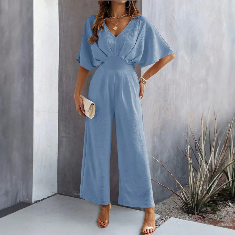 Blue Jumpsuit With Kimono Sleeve