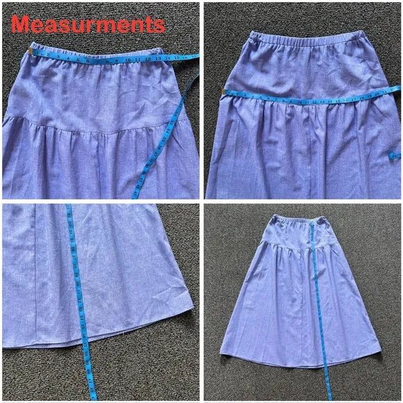 Blue Purple Periwinkle Maxi High Waisted Lightweight ALine Tiered Column Skirt M