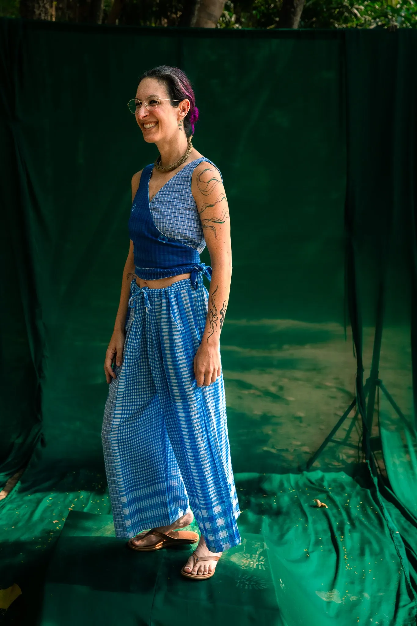 Blue Reversible Bustier   Blue Dandy Pants