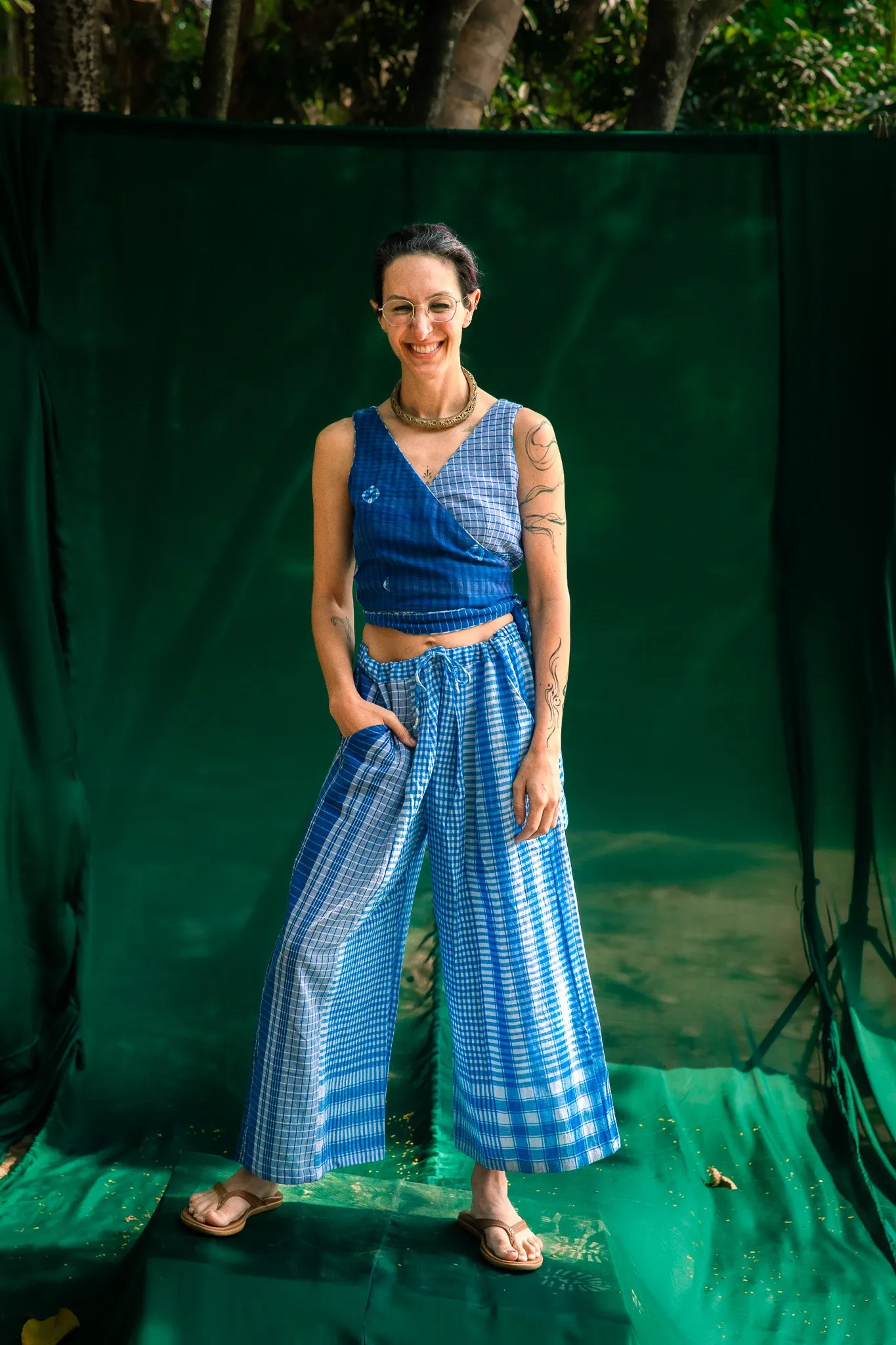 Blue Reversible Bustier   Blue Dandy Pants
