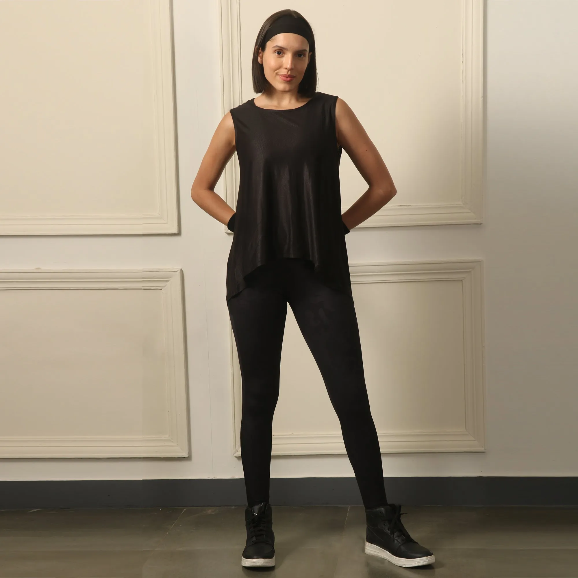 Boat Neck Coverup Tee with Back Slit and Tie