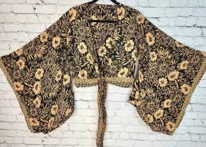 Boho Wrap Crop Top/Bell Sleeve Crop Top/Tie front bell sleeve top/festival crop top/front tie front or back crop/Beach top/ Party Top