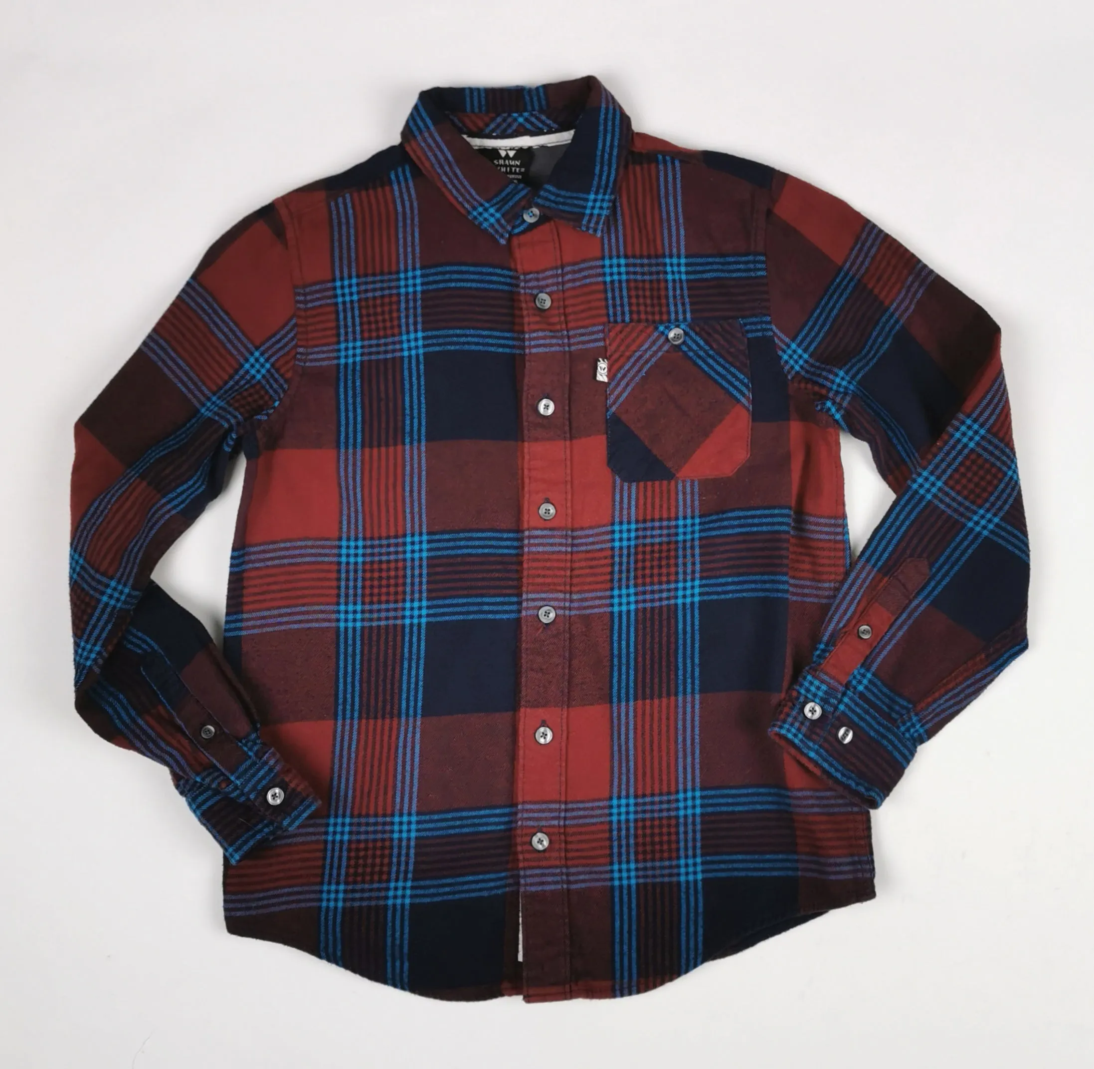 BOY SIZE MEDIUM (8/10 YEARS) - SHAUN WHITE, Long-Sleeve, Soft Flannel, Dress Shirt EUC B33