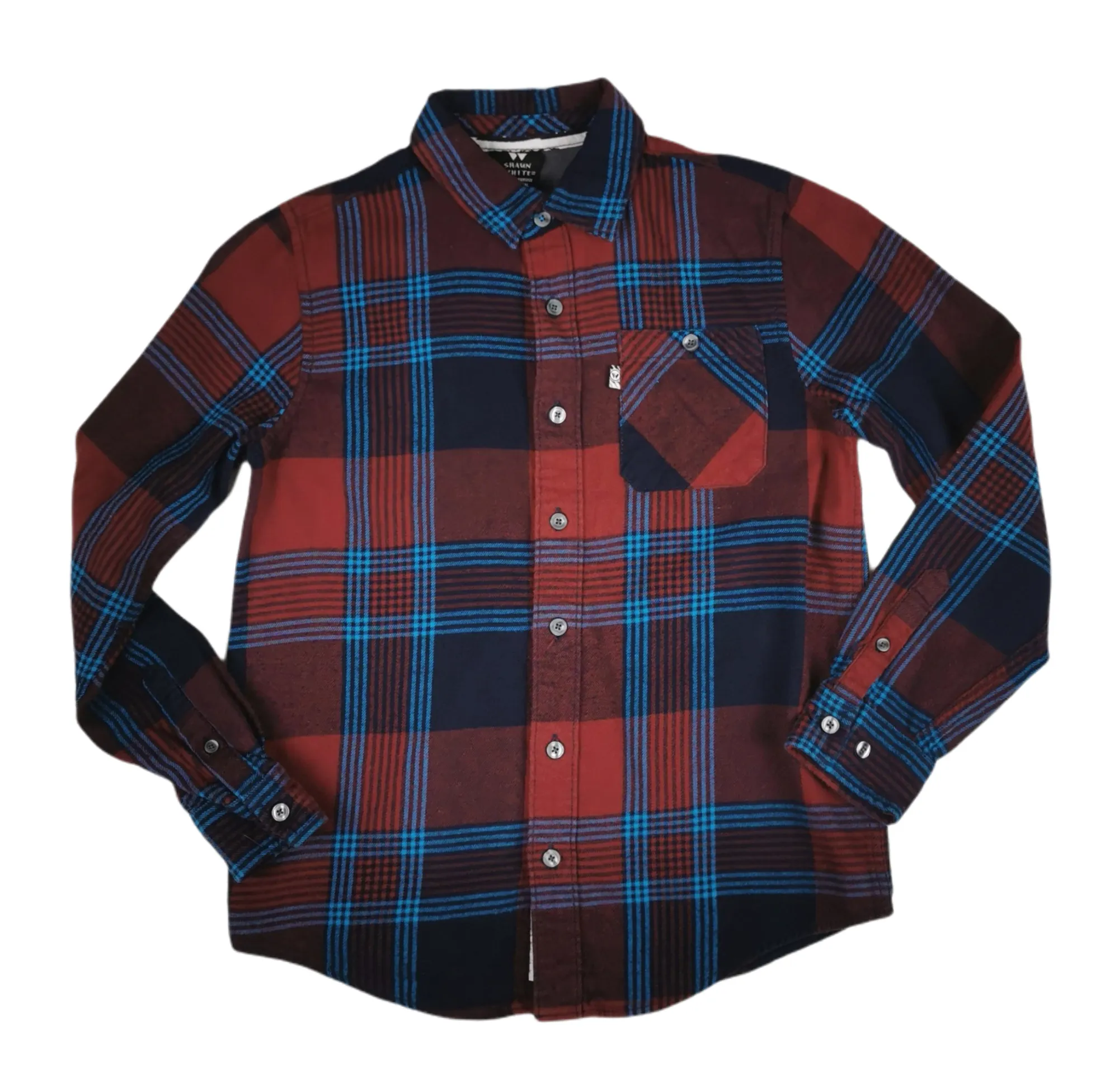 BOY SIZE MEDIUM (8/10 YEARS) - SHAUN WHITE, Long-Sleeve, Soft Flannel, Dress Shirt EUC B33