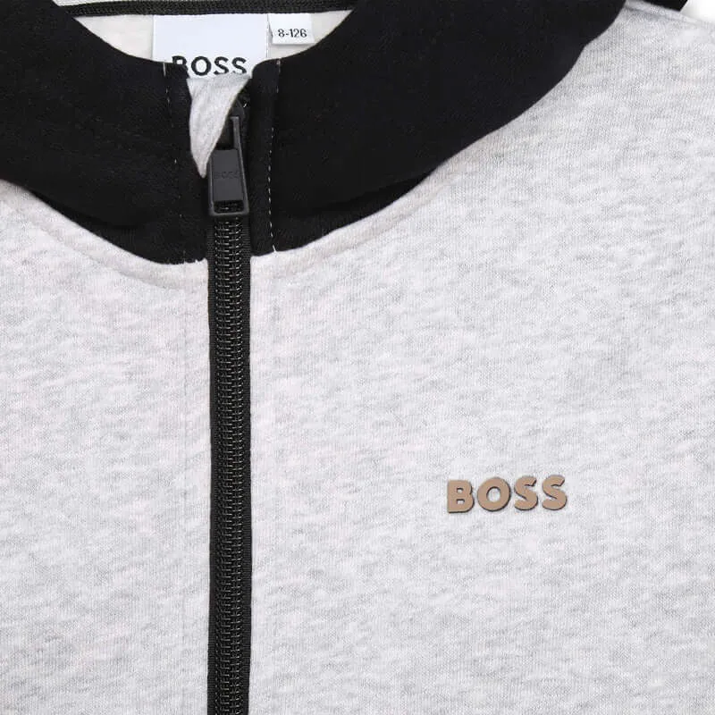 Boys Grey Hooded Cardigan