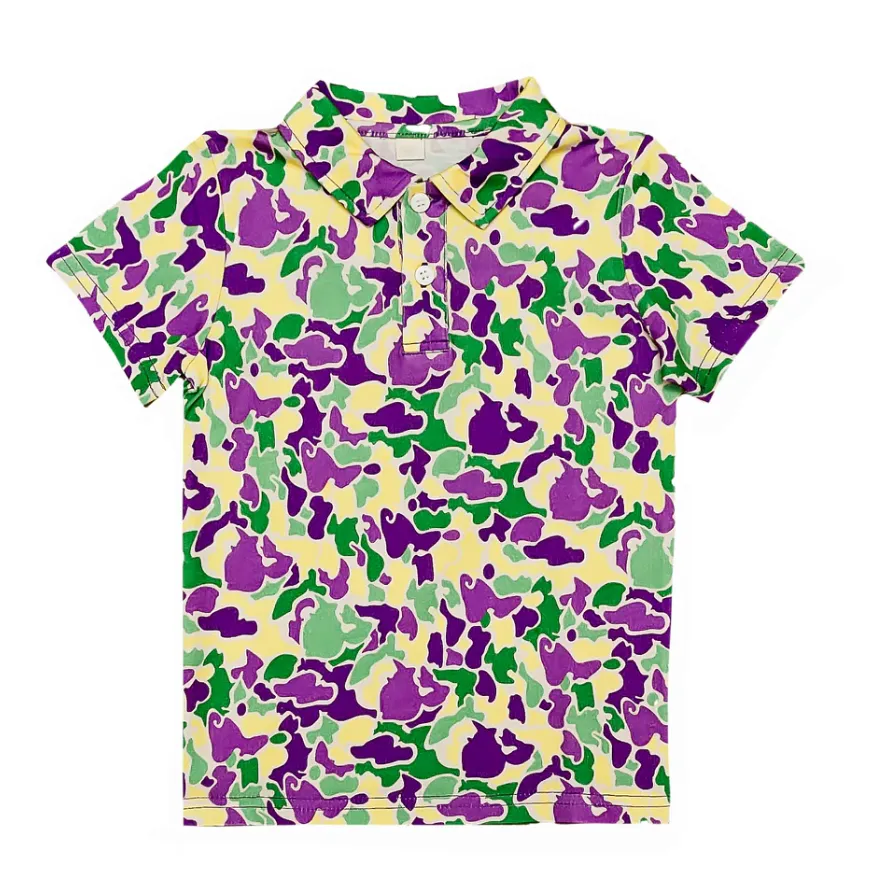 Boys Mardi Gras Camo Polo
