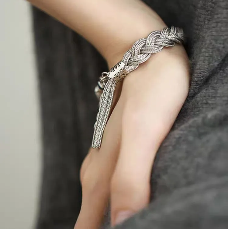 Braided Ponytail Bracelet with Tassel