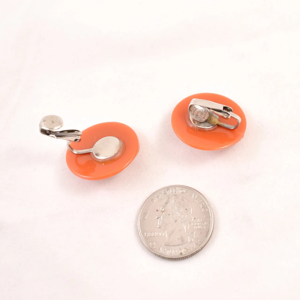 Brick Red Round Plastic Earrings