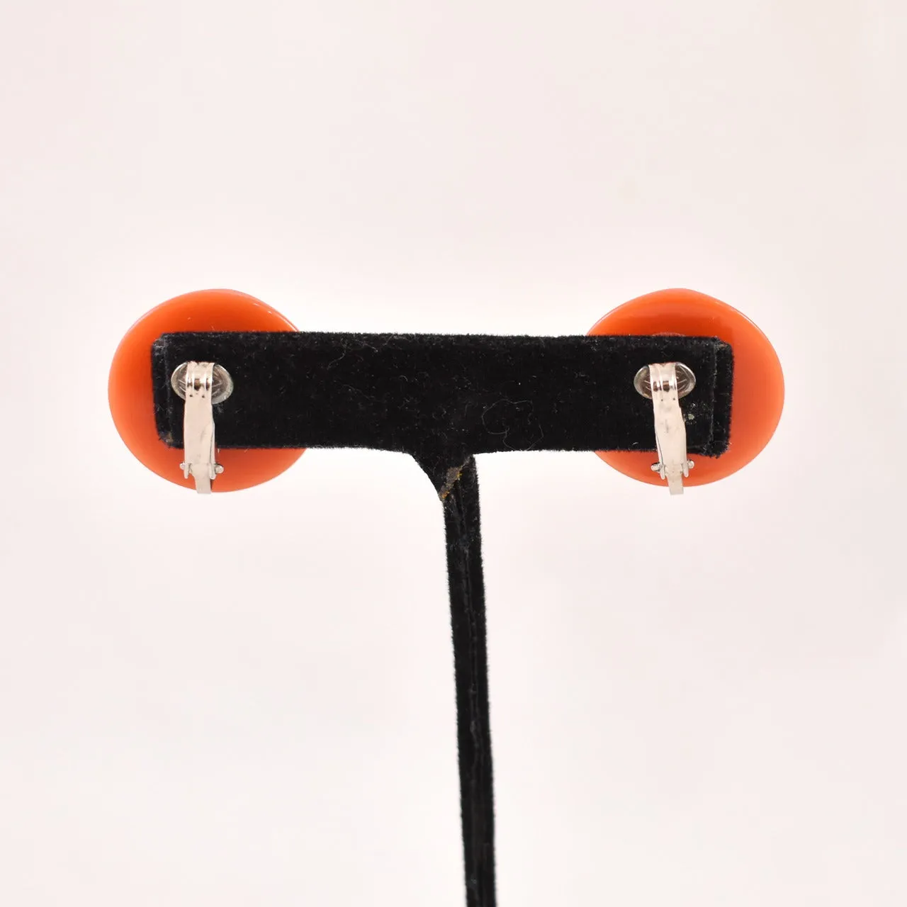 Brick Red Round Plastic Earrings