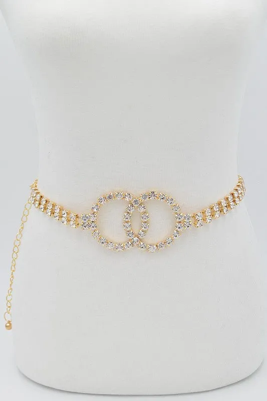 Brilliant Style Circle Rhinestone Belt - Gold