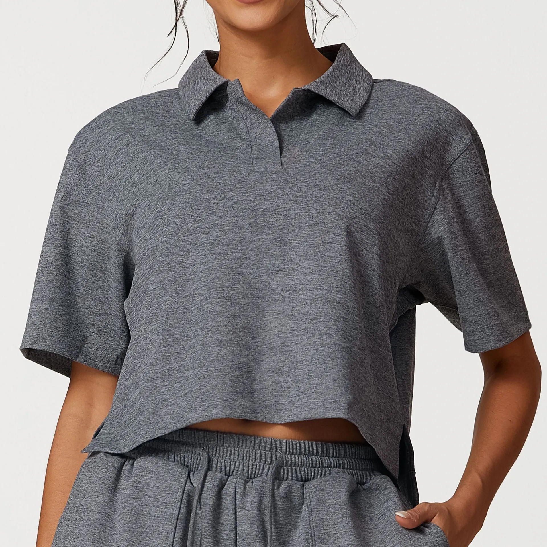 Bristle Fabric Loose Casual Short Sleeve Four Piece Set