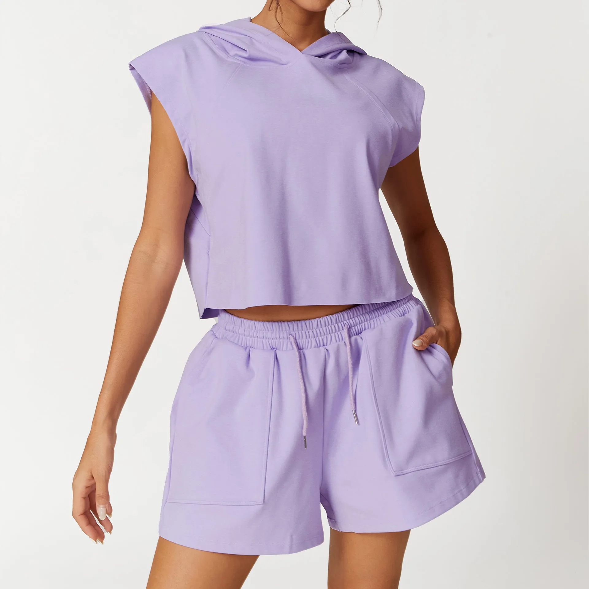 Bristle Fabric Loose Casual Short Sleeve Four Piece Set