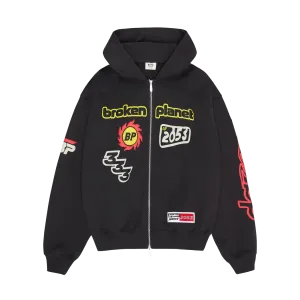 Broken Planet Performance Zip Up Hoodie 'Soot Black'