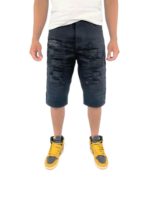 BT-BTS17154-Distressed Solid Twill Shorts 12PC
