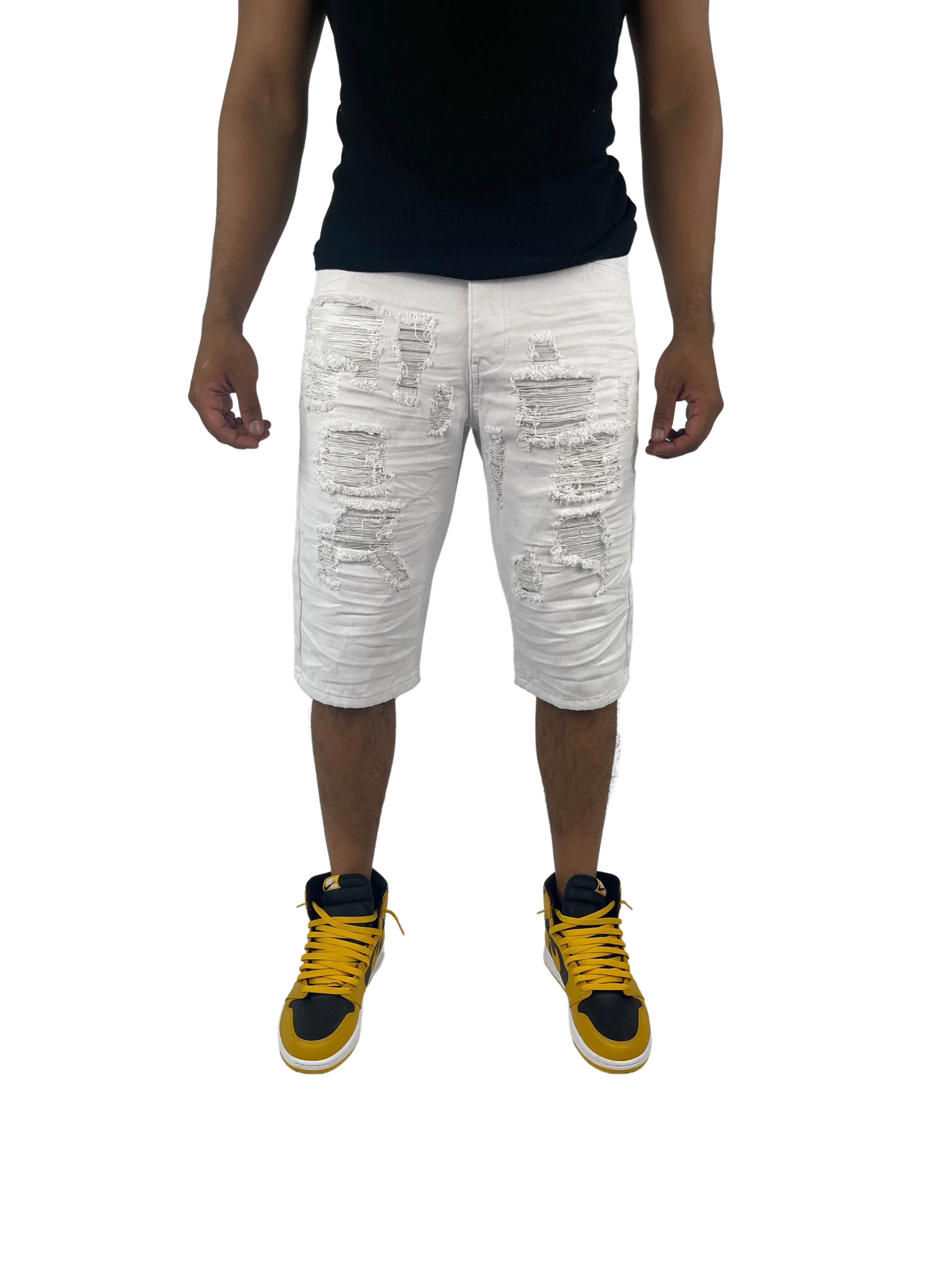 BT-BTS17154-Distressed Solid Twill Shorts 12PC