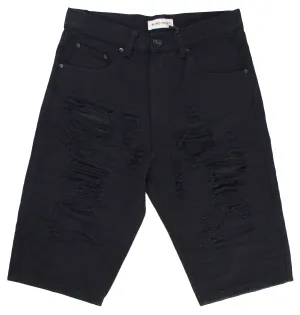 BTS17154X: Big & Tall Distressed Solid Colored Twill Shorts