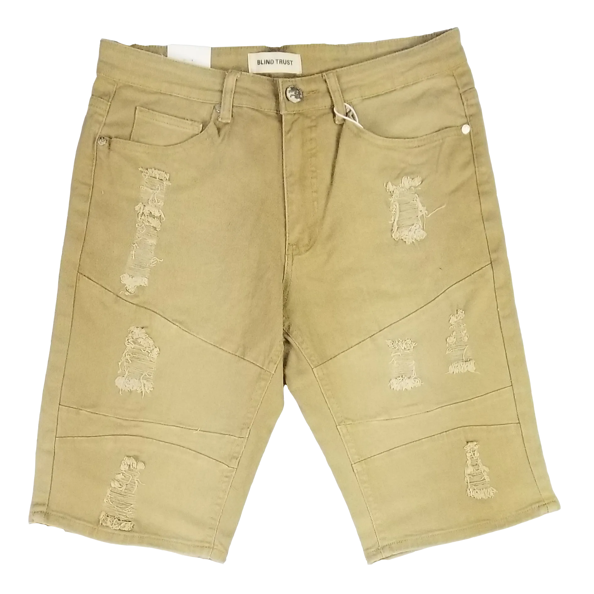 BTS21160: Distressed Solid Twill Shorts