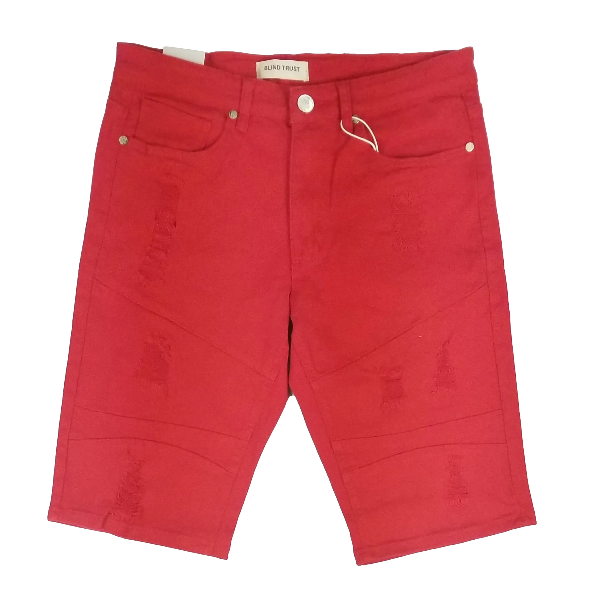 BTS21160: Distressed Solid Twill Shorts