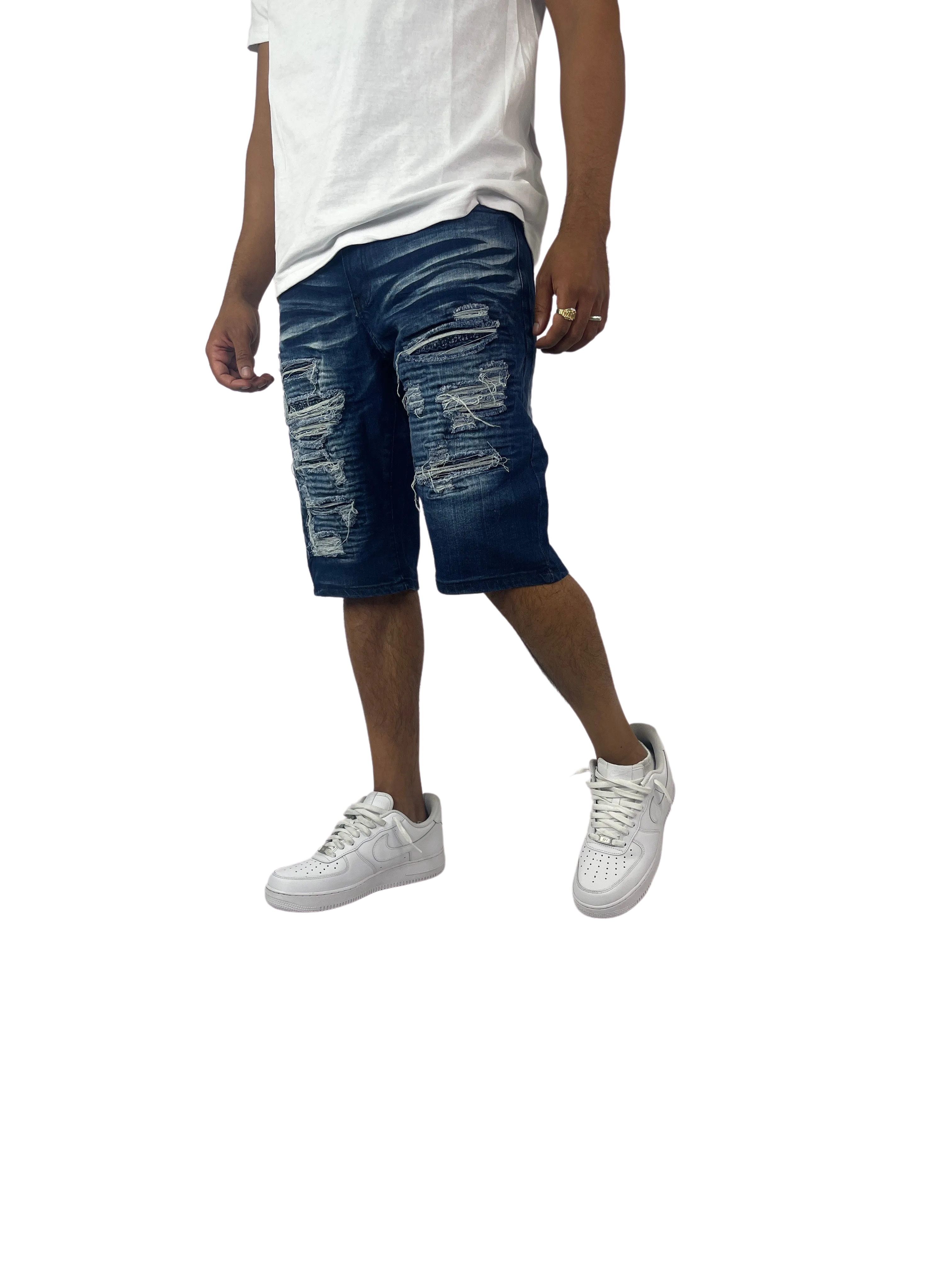 BTS222257: Distressed Moto Shorts