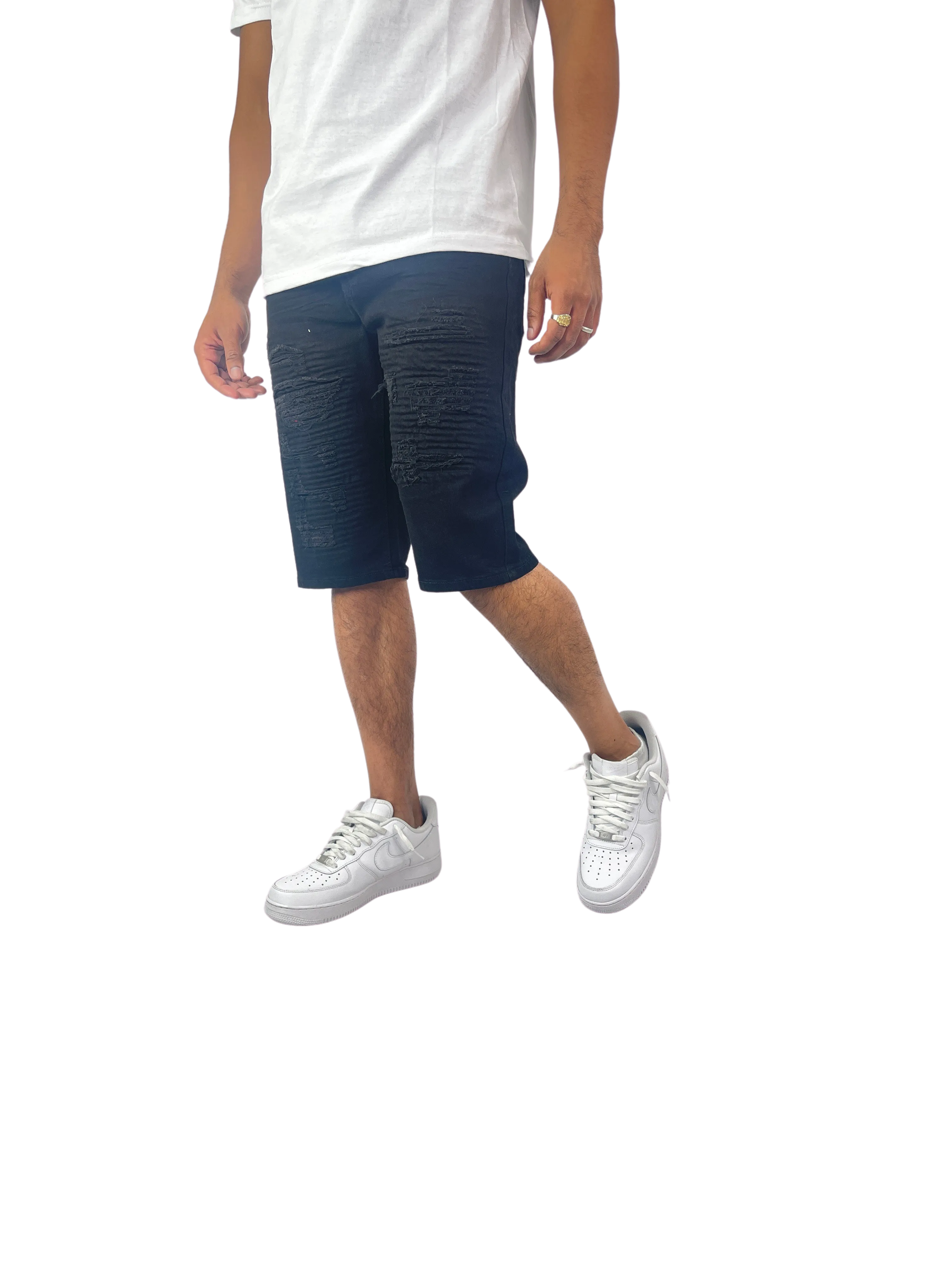 BTS222257: Distressed Moto Shorts