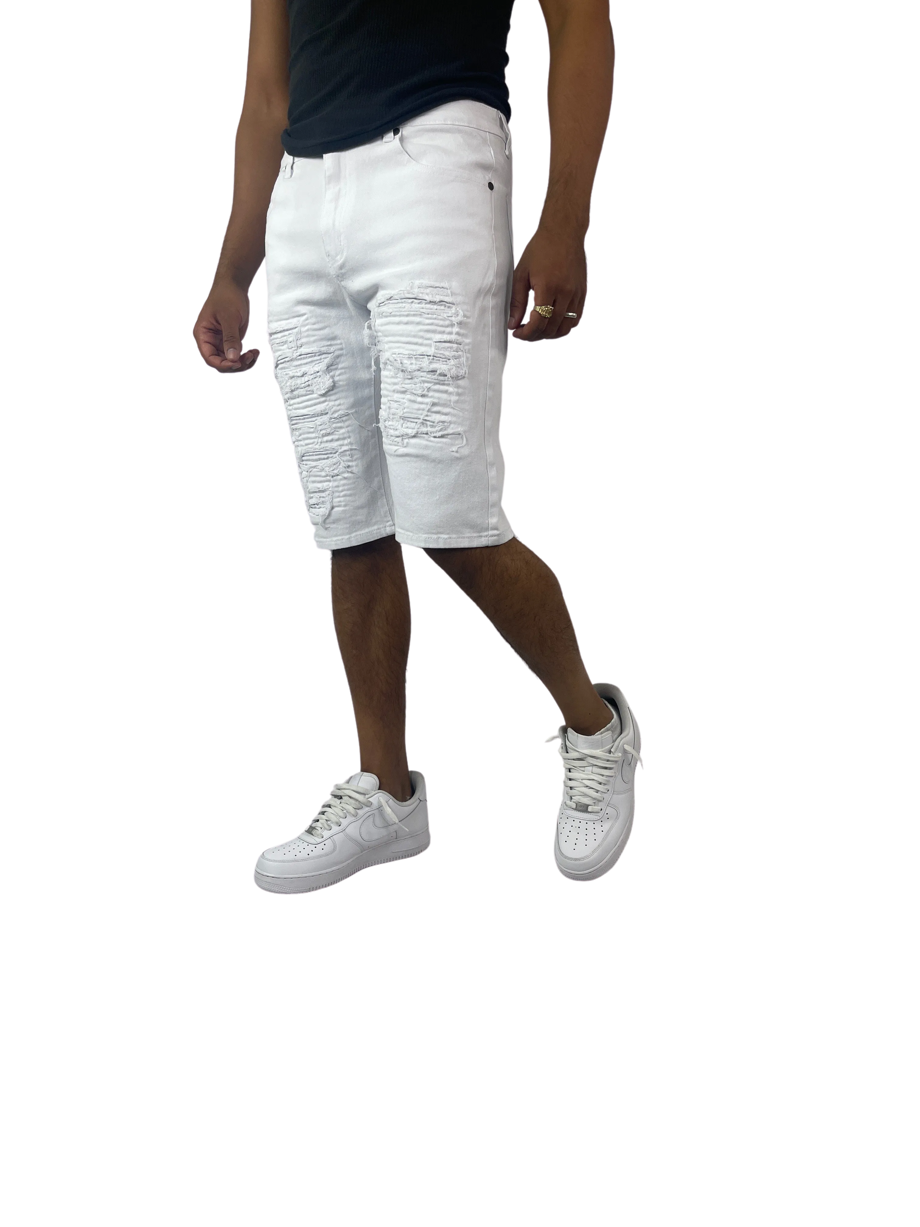 BTS222257: Distressed Moto Shorts