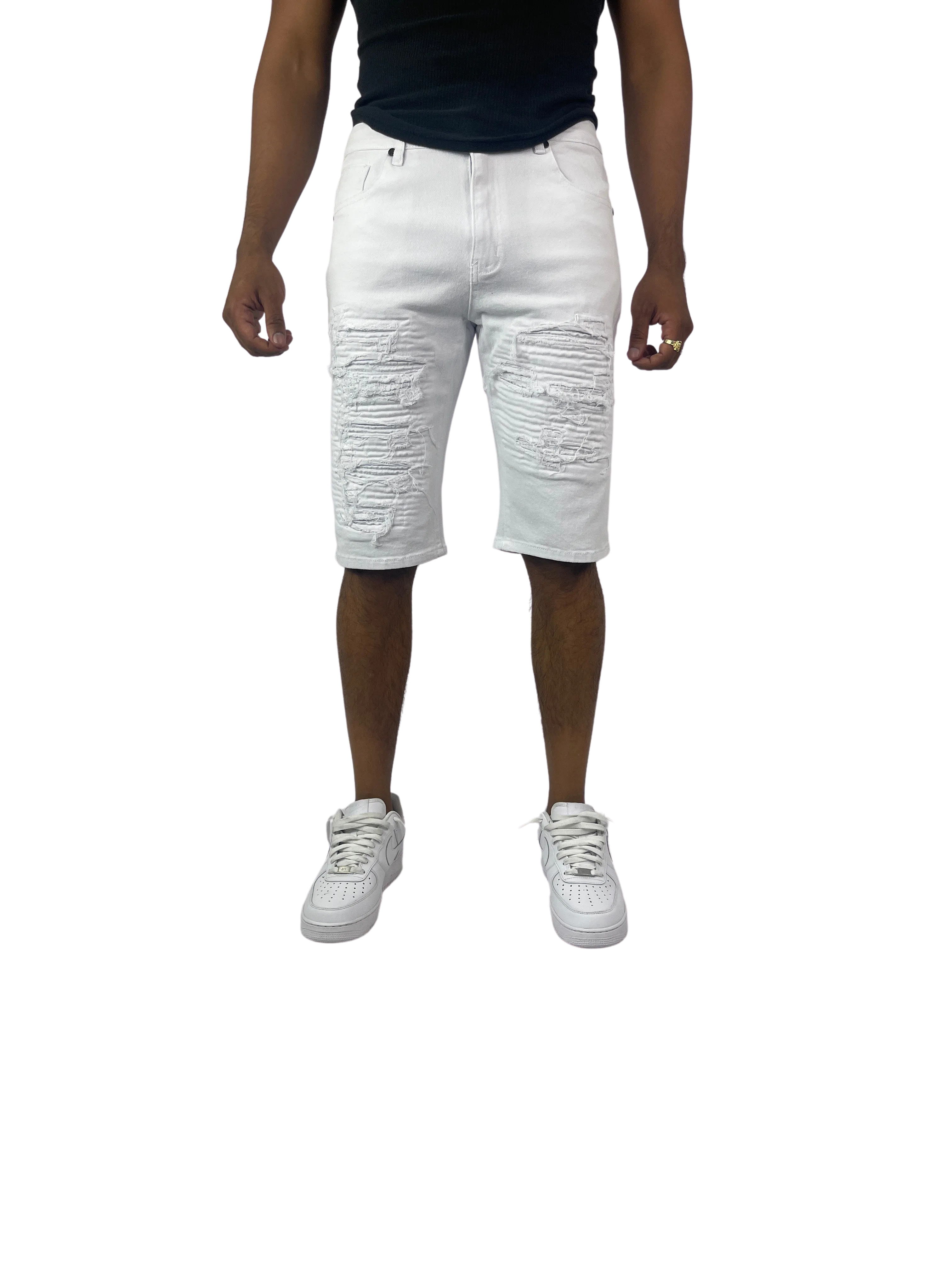 BTS222257: Distressed Moto Shorts