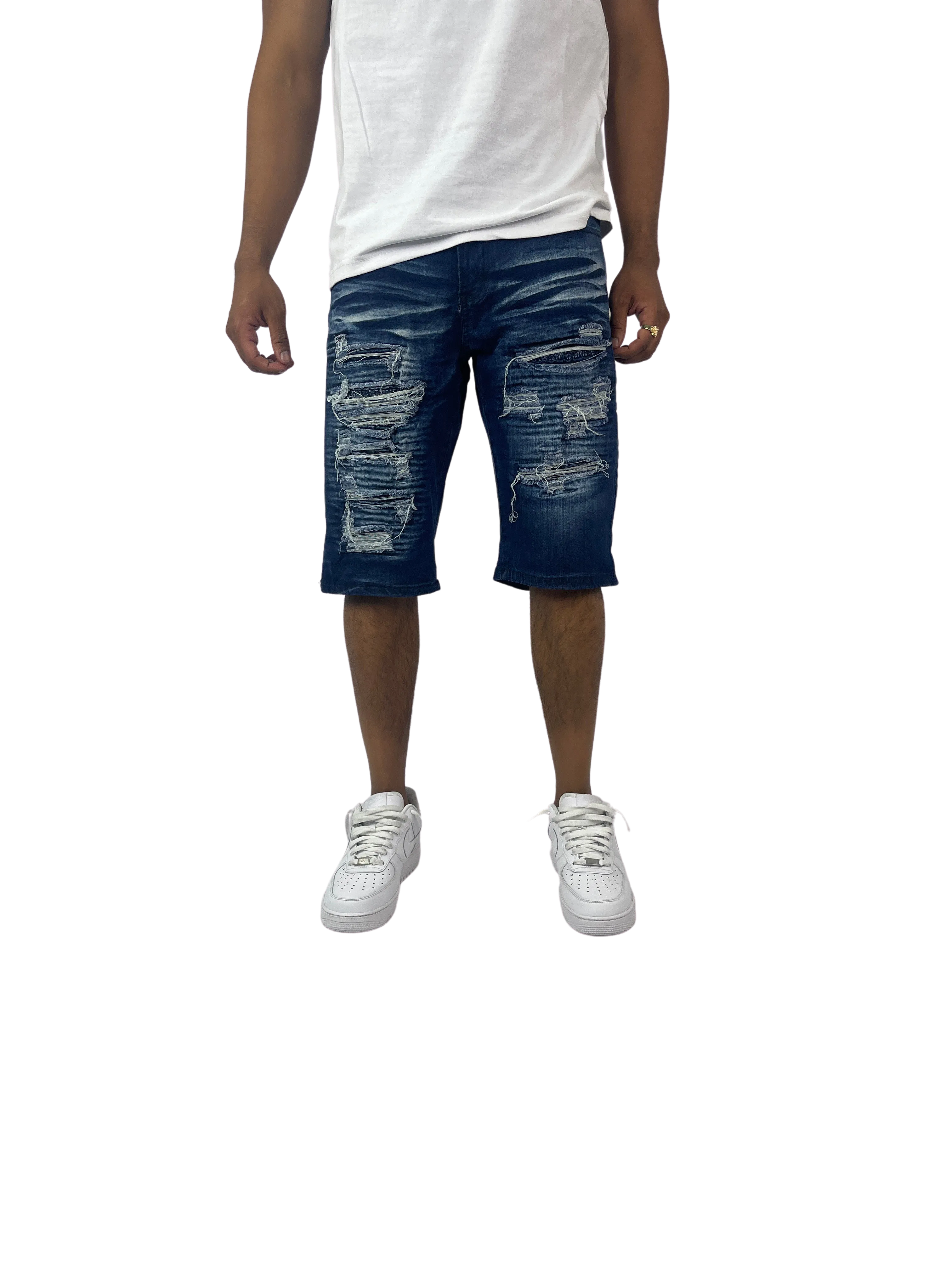 BTS222257: Distressed Moto Shorts