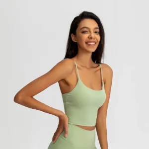 Buttery Soft Yoga Bra Athletic Tank Top Women - Spaghetti Straps Gym Fitness Crop Tops, Anti-Sweat Push-Up Workout Sports Bras