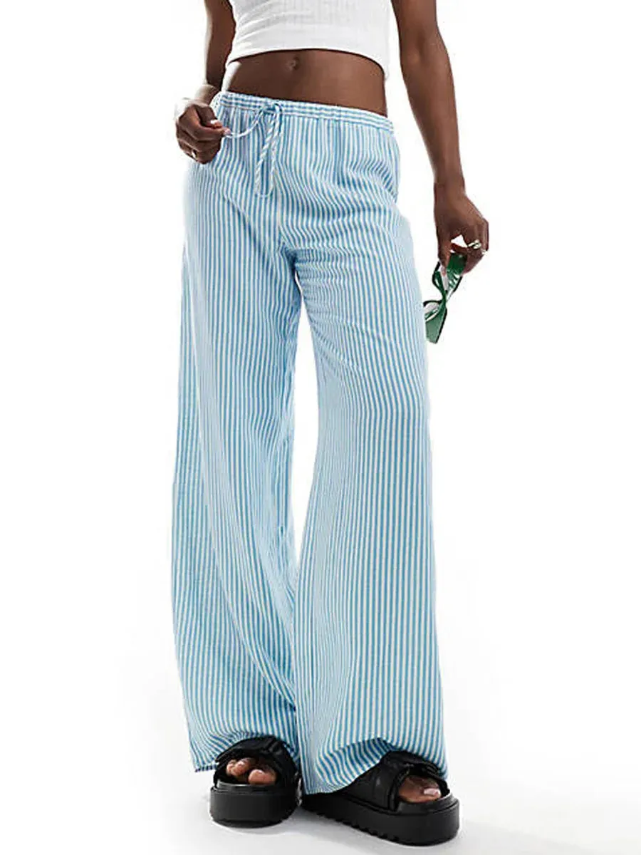 Casual Striped Straight Leg Pants