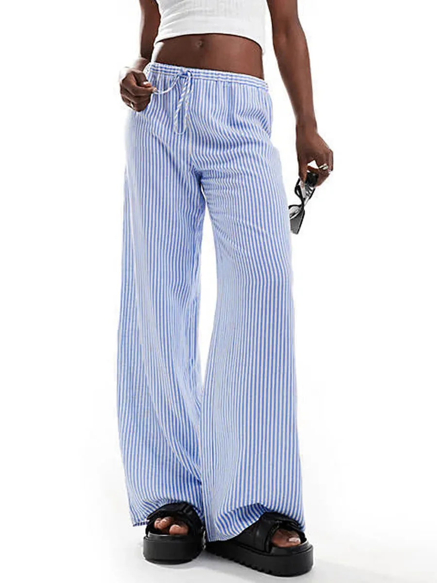 Casual Striped Straight Leg Pants