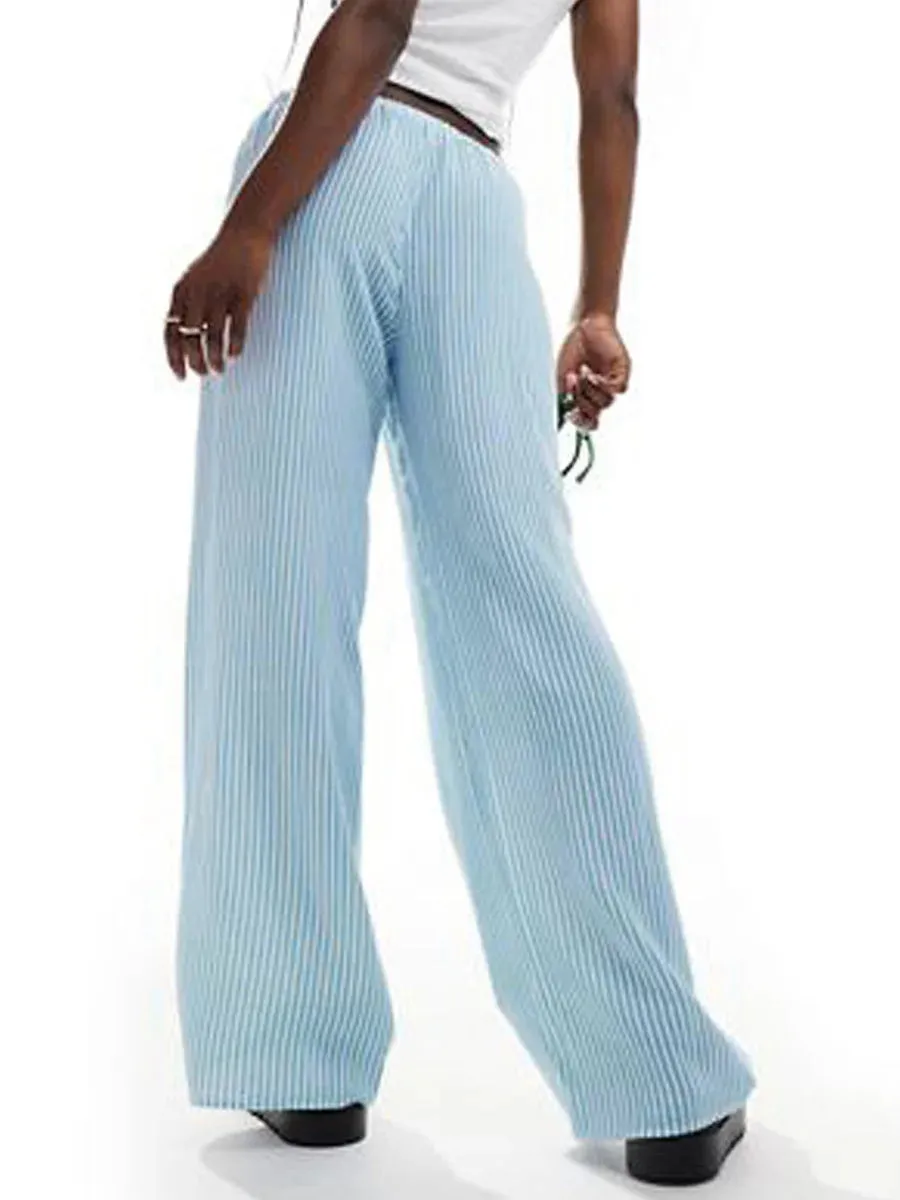 Casual Striped Straight Leg Pants