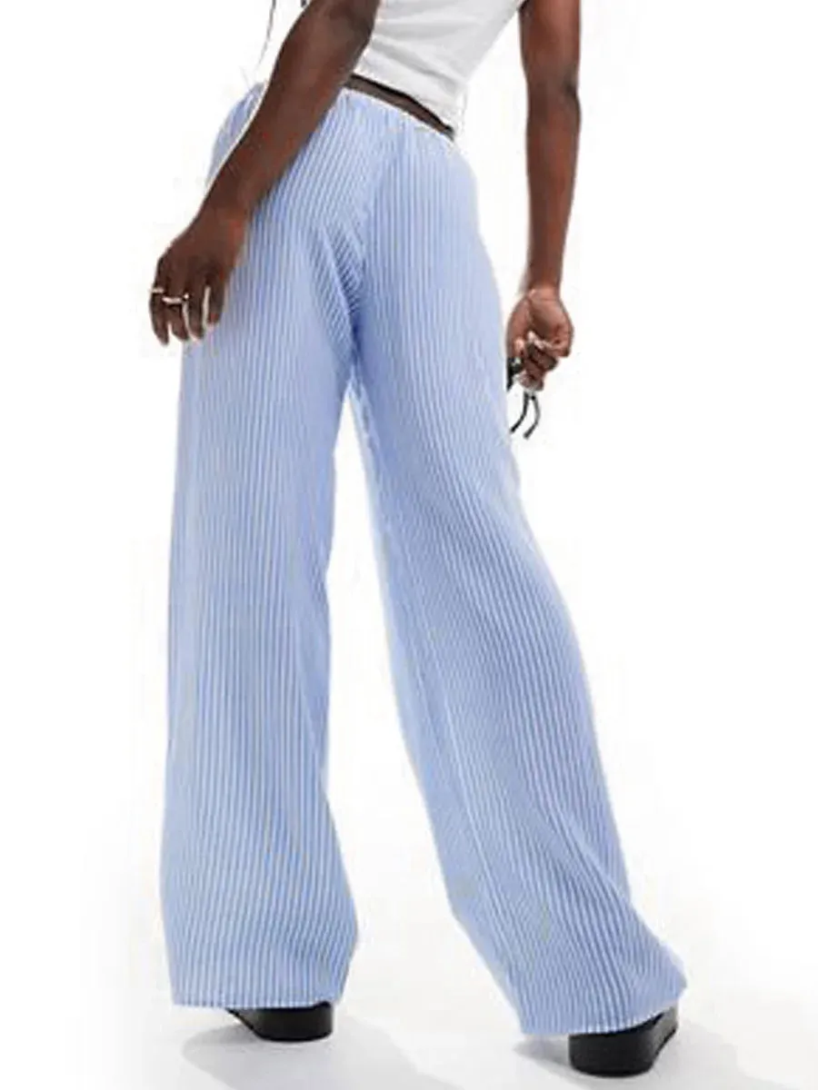 Casual Striped Straight Leg Pants