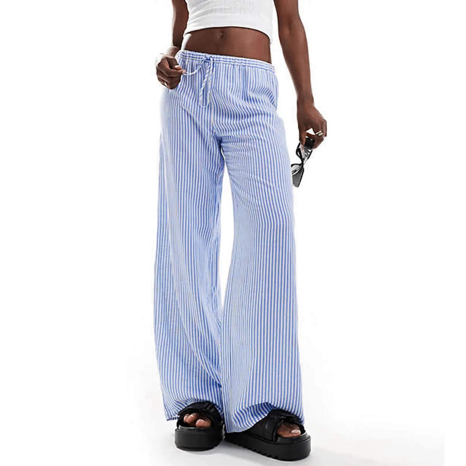 Casual Striped Straight Leg Pants